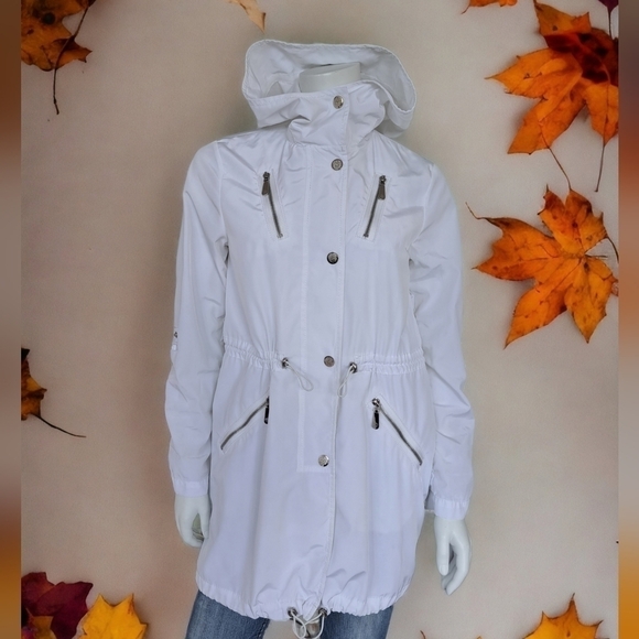 Vince Camuto white women's trench adjustable waist and sleeves autumn fa… - Picture 2 of 15
